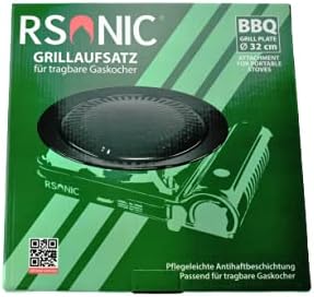 RSonic tragbarer Grillplatte Rund, Guss Antihaft | BBQ Grillaufsatz | Grill Platte | auch für tragba