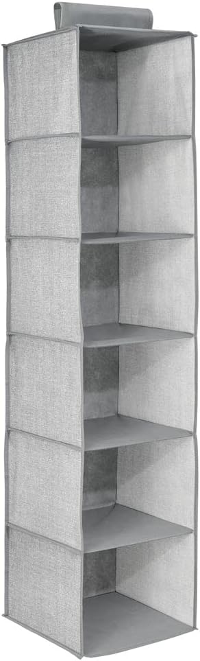 mDesign hängender Stoffschrank - der ideale Hängeschrank aus Stoff mit 6 Regalen - perfekte Hängeauf