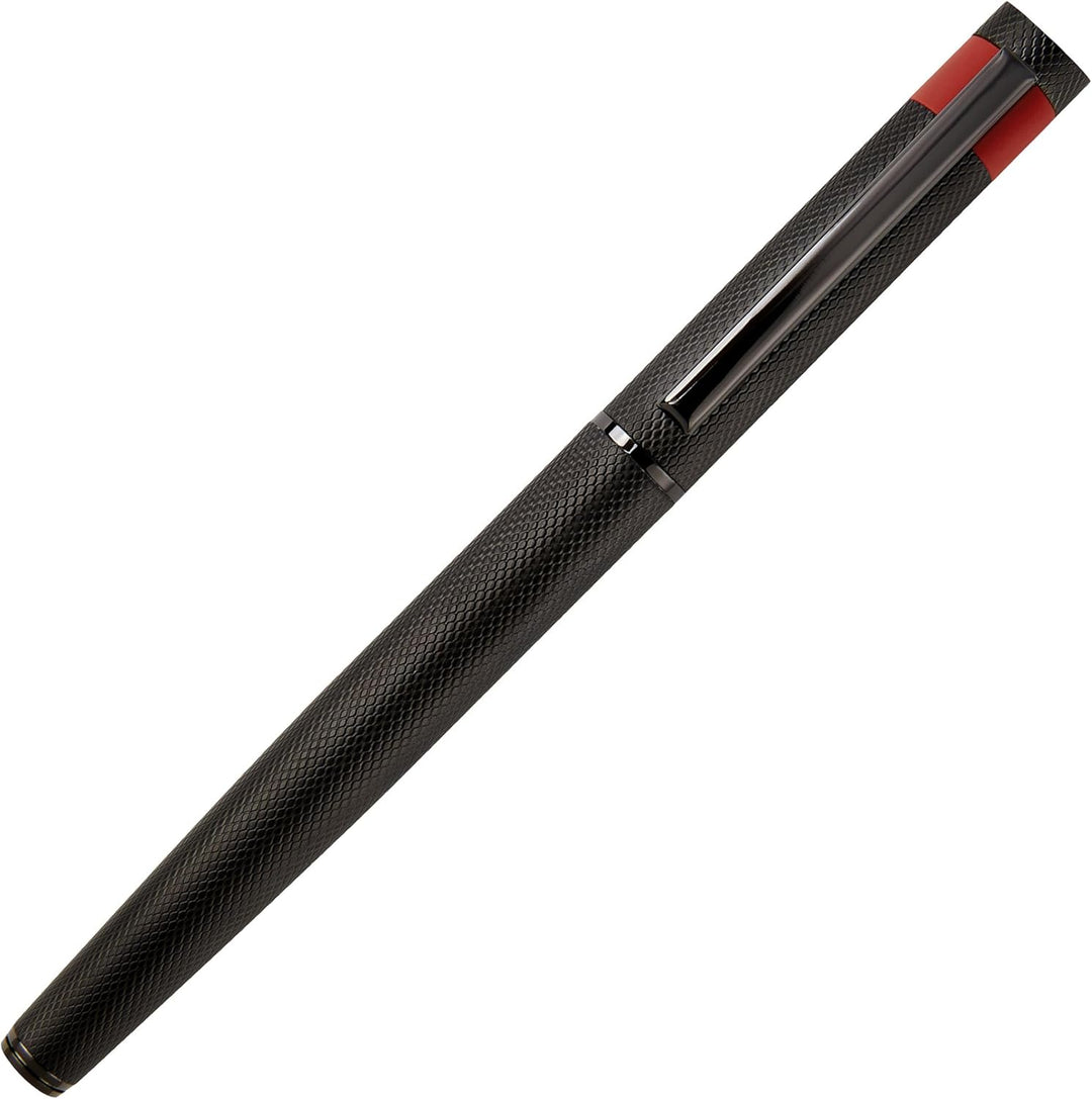 Hugo Boss Loop Diamond Füllfederhalter aus Messing in der Farbe Schwarz, Länge: 14,7cm, Federstärke:
