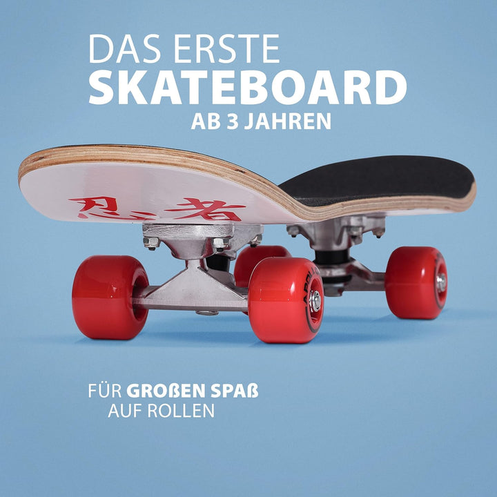 Apollo Kinder Skateboard, kleines Komplett Board mit ABEC 3 Kugellagern und Aluminium Achsen, Coole