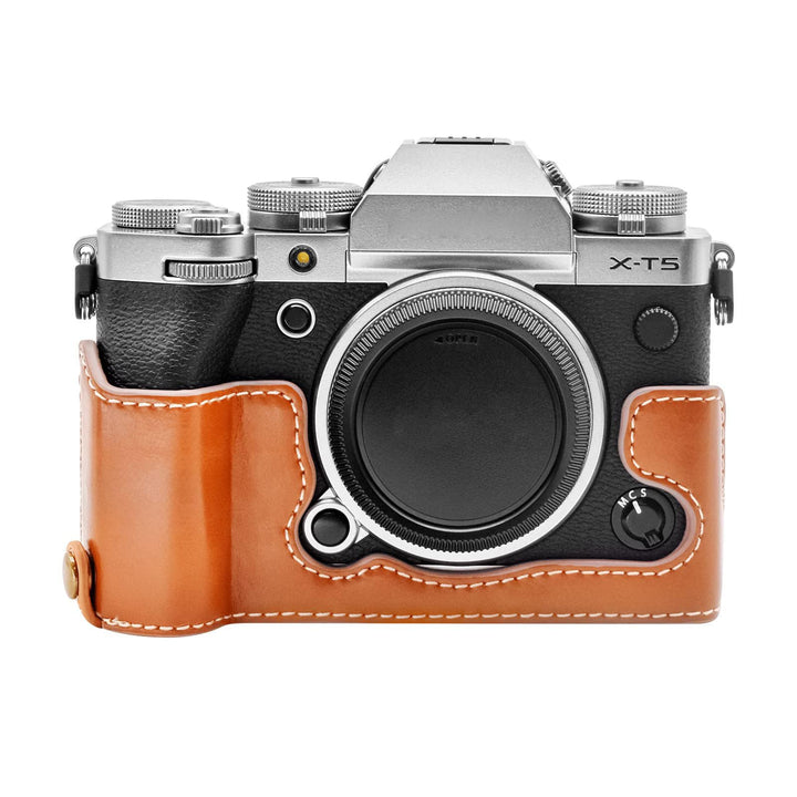 Rieibi Fuji XT5 Schutzhülle – hochwertiges PU-Leder Halbtasche für Fujifilm X-T5 Digitalkamera – sch