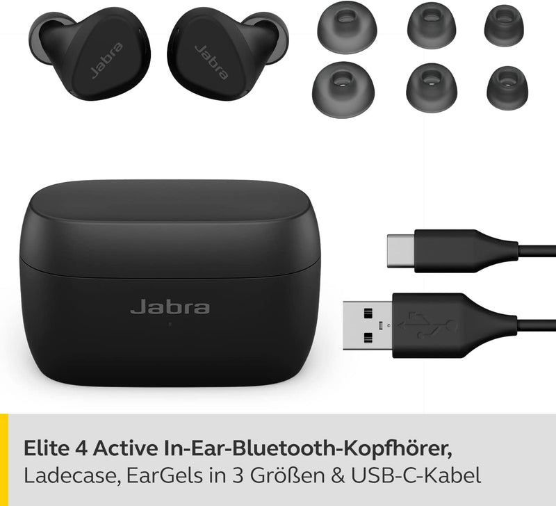 Jabra Elite 4 Active In Ear Bluetooth Earbuds - True Wireless Kopfhörer mit sicherem Sitz, 4 eingeba