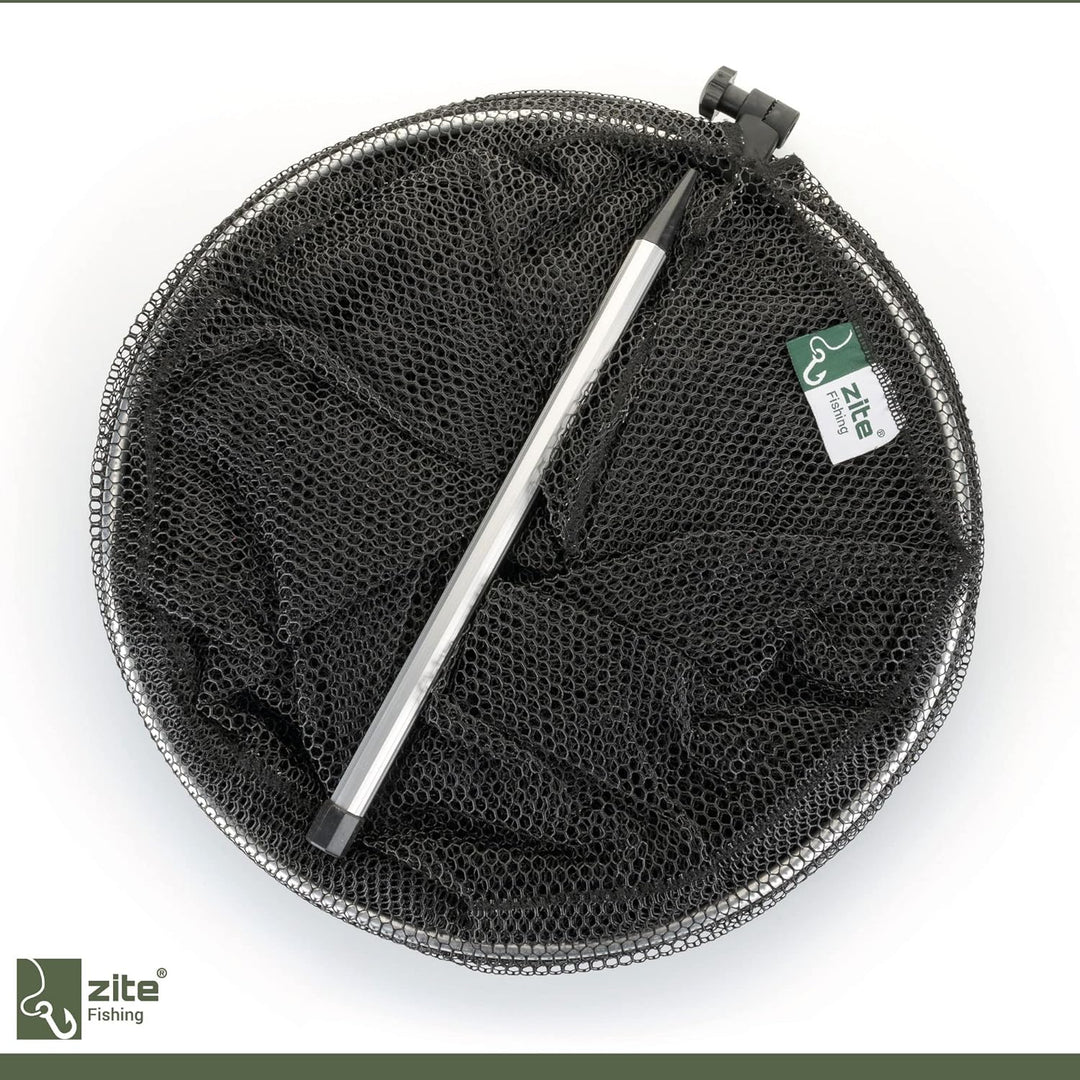 Zite Fishing Setzkescher Gummiert 3,50m | Fischnetz Setz Ansitz mit Tasche &amp; Erdspeer | Fischschonen