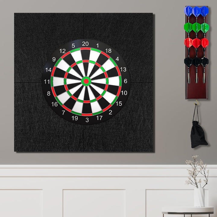 Flintronic Filz Dartboard-Wandschutz, HBT: 600x600x12mm, Dartscheiben Umrandung, Selbstklebend, Gesp