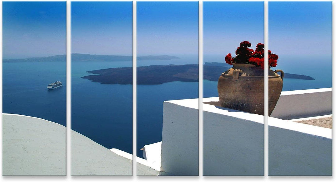 islandburner Bild auf Leinwand Santorini Griechenland Bilder Wandbilder Poster, Leinwand 170x80cm -