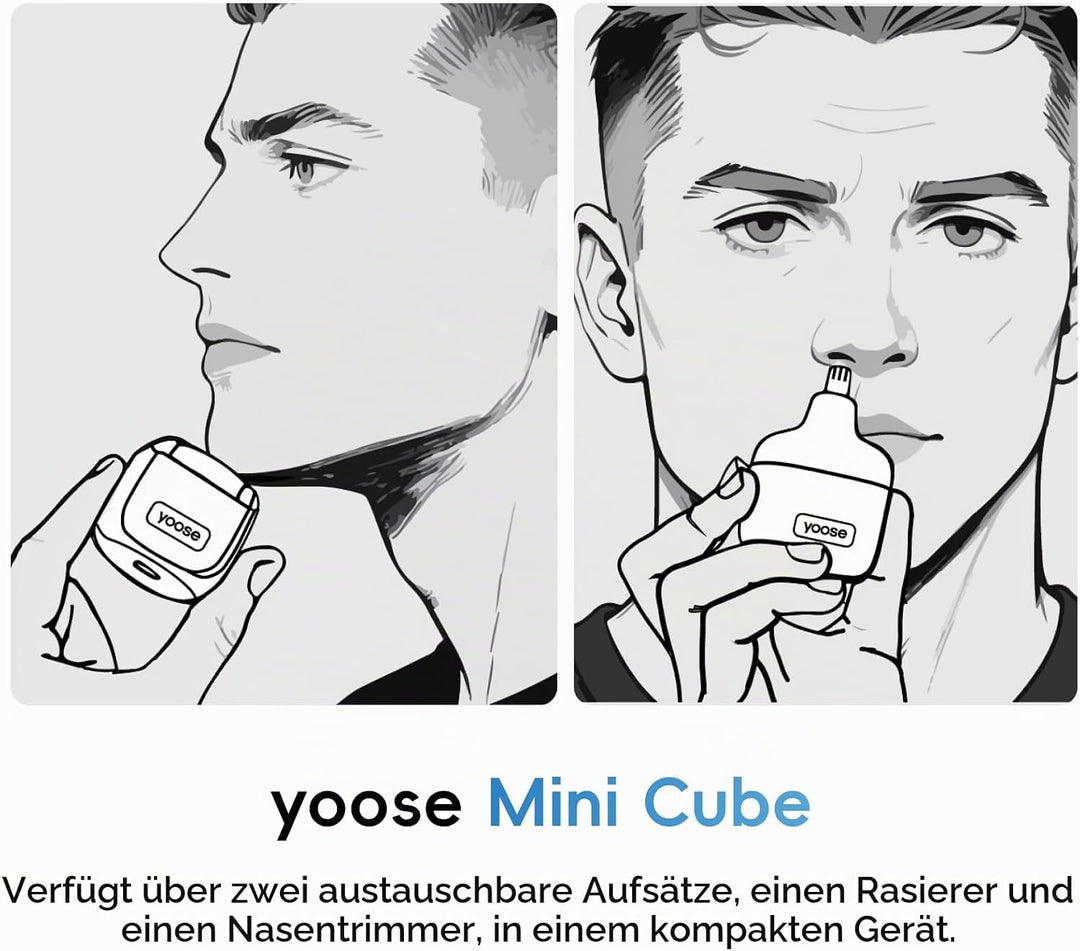 yoose 2-in-1 Elektrorasierer &amp; Nasenhaartrimmer Herren – Ganzkörper-Legierung, IPX7 wasserdicht, Typ