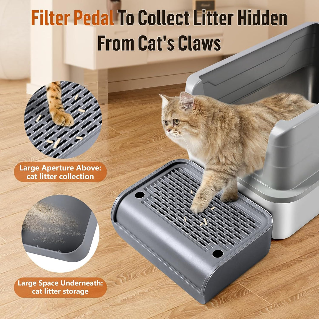 Katzentoilette, Katzenrampe/Treppe/Katzenfänger mit Filterfunktion, leicht zu reinigen, Filterpedal