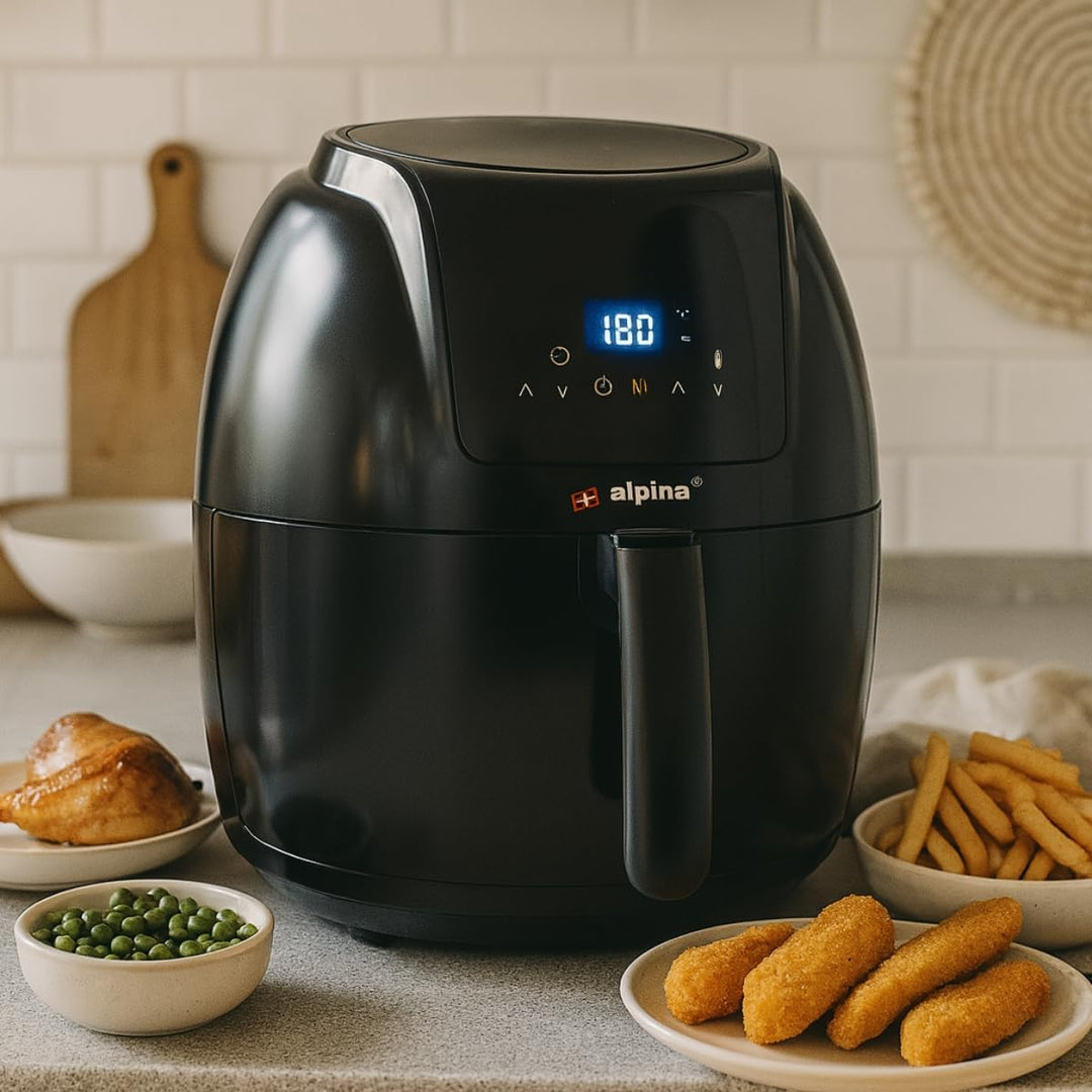 alpina Heissluftfritteuse - 5 Liter - 230V - Airfryer - Digitaler Touchscreen - Huhn, Gemüse, Brot,