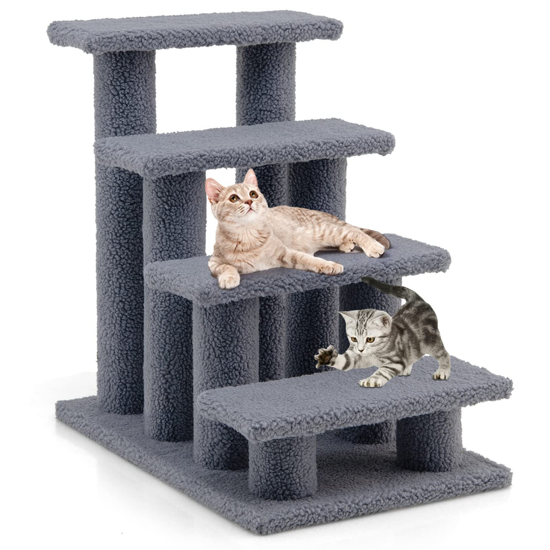 COSTWAY Tiertreppe Katzentreppe, Treppe für Katze bis 25 kg, Haustiertreppe Klein, Spielbaum 4 Aussi