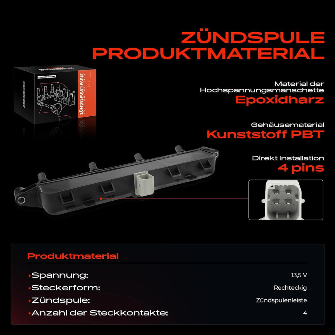 Frankberg 1x Zündspule Zündmodul Kompatibel mit Berlingo MF 1.1L 2001-2002 TU1JP C3 I FC 1.1L 2002-2