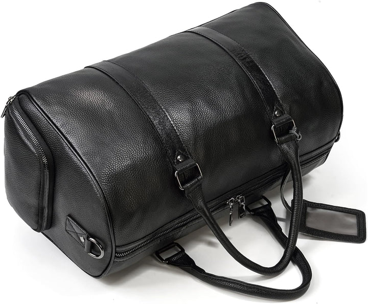 Luufan Unisex Leder Reisetasche Vintage Reisetasche Schwarz, Schwarz