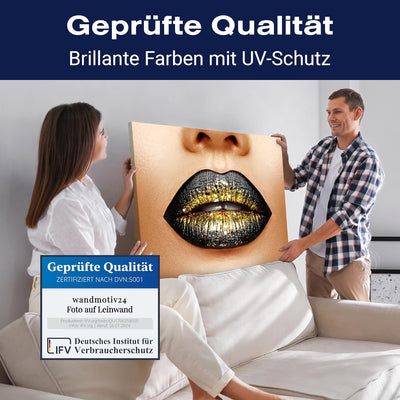 wandmotiv24 Leinwandbild 260 g/m² - Kunstdruck auf Leinwand - Wandkunst - Wandbild mit Frauen Lippen