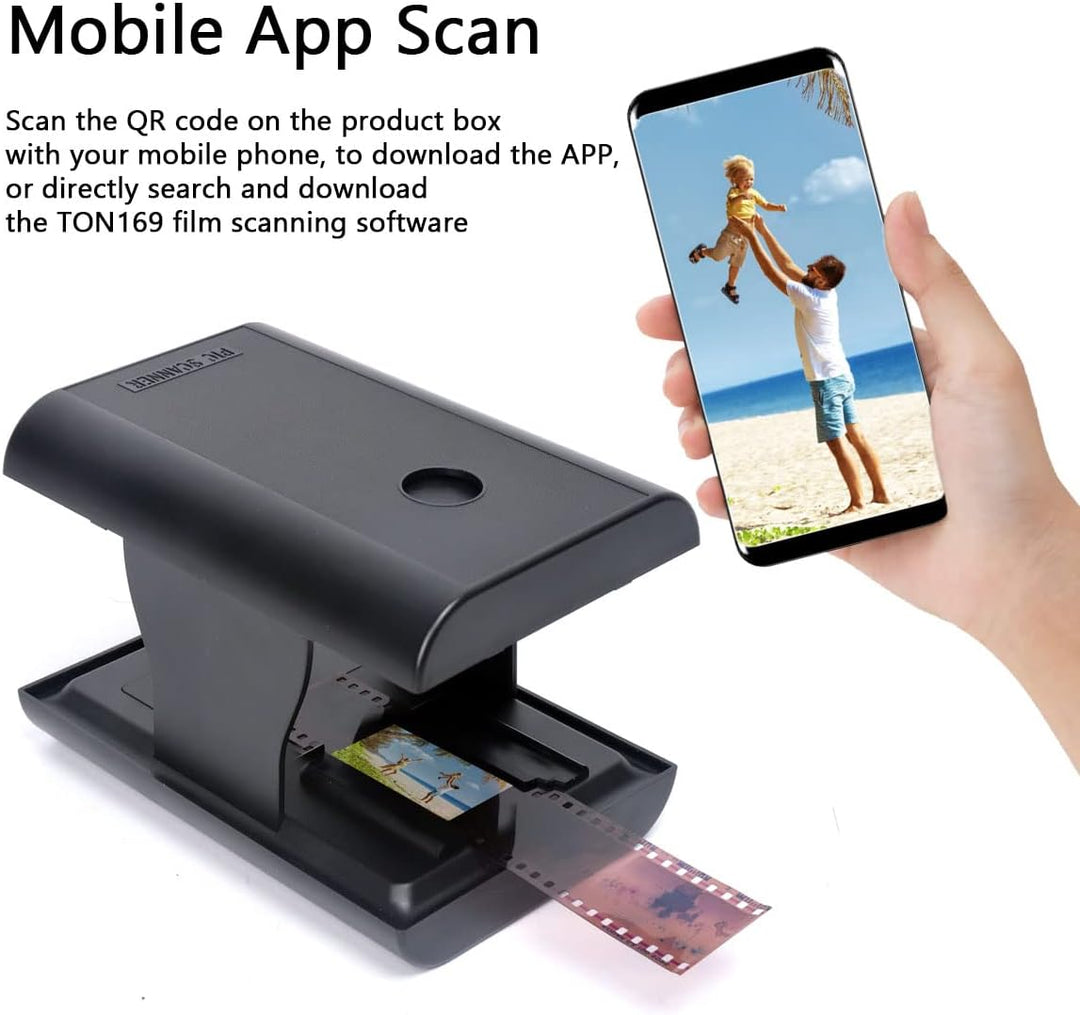 Bewinner Mobiler Filmscanner, Tragbarer Fun-Film-Dia-Scanner, Unterstützt 35/135-mm-Farbpositivfilm,