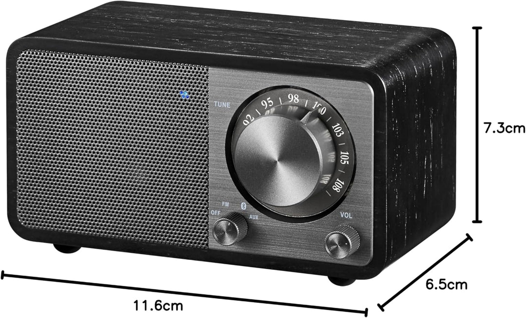 SANGEAN WR-7 Plus (2. Generation) – Kompaktes Retro Radio mit Bluetooth Lautsprecher, FM-Empfang, in