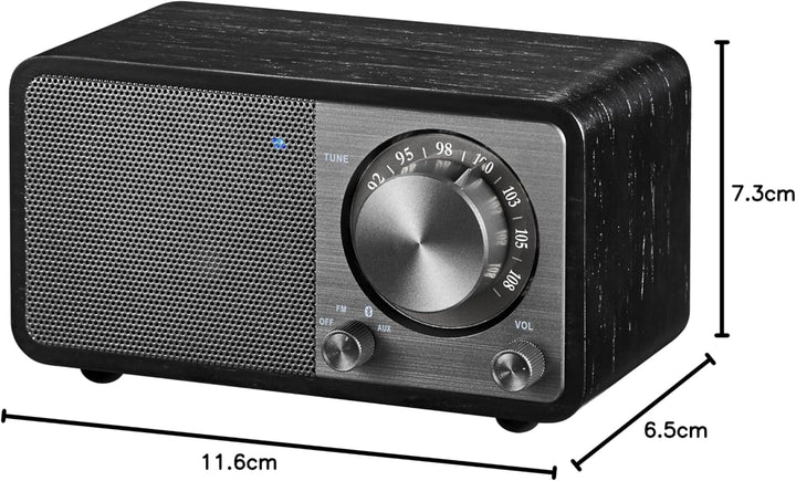 SANGEAN WR-7 Plus (2. Generation) – Kompaktes Retro Radio mit Bluetooth Lautsprecher, FM-Empfang, in