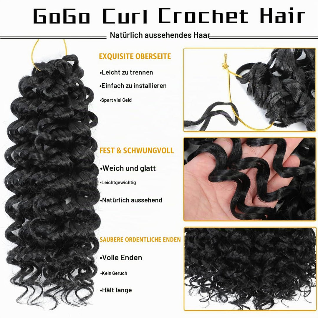 GoGo Curl Crochet Braids Hair 14 Inch 8 Packs Ocean Deep Wave Crochet Hair Extensions Synthetic Curl