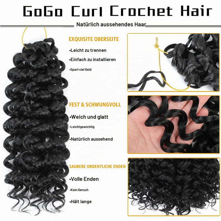 GoGo Curl Crochet Braids Hair 14 Inch 8 Packs Ocean Deep Wave Crochet Hair Extensions Synthetic Curl