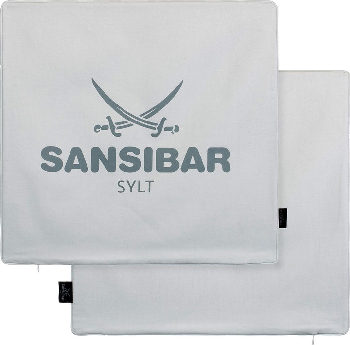 Sansibar Kissen Zierkissen Dekokissen Sofakissen 100% Baumwolle (Bezug - 45x45 cm - 2er-Set, Hellgra