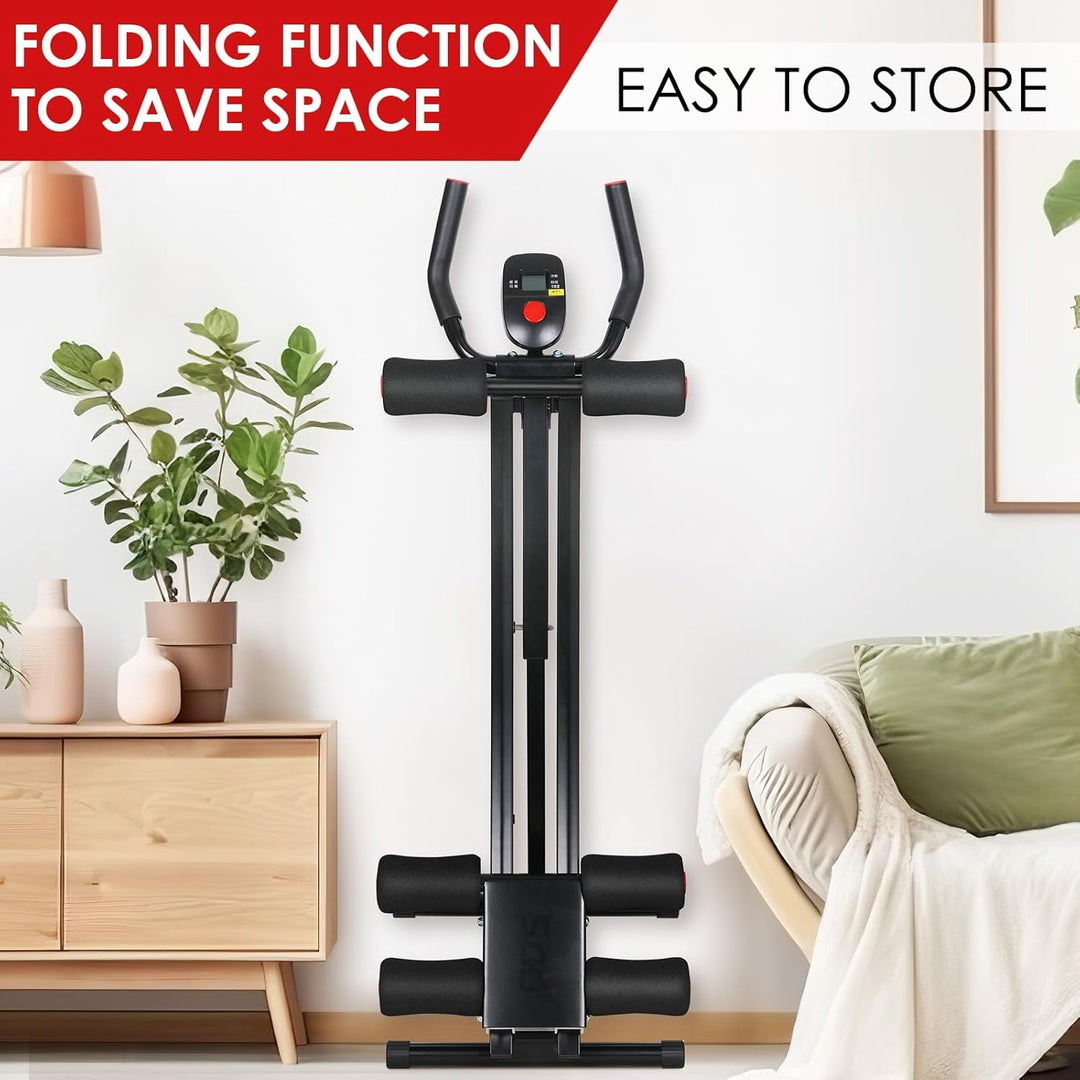 LIFERUN Bauchtrainer für zuhause, Klappbar und Platzsparend, mit LCD-Monitor, 4 stufigem Widerstand,