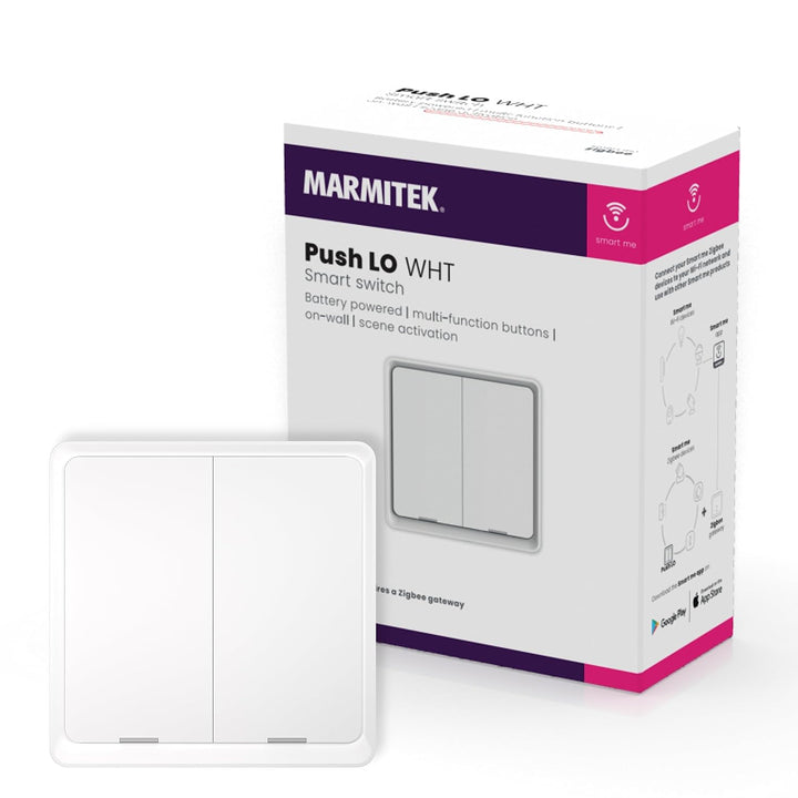 Zigbee Smart Double Wall Switch - Marmitek Push LO WHT - Zigbee 3.0 Taster - Smart WLAN Doppelwandsc