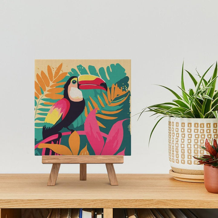 Figured'Art Mini Malen Nach Zahlen Erwachsene Mit Rahmen 20x20cm Kleines Format - Tropischer Tukan -