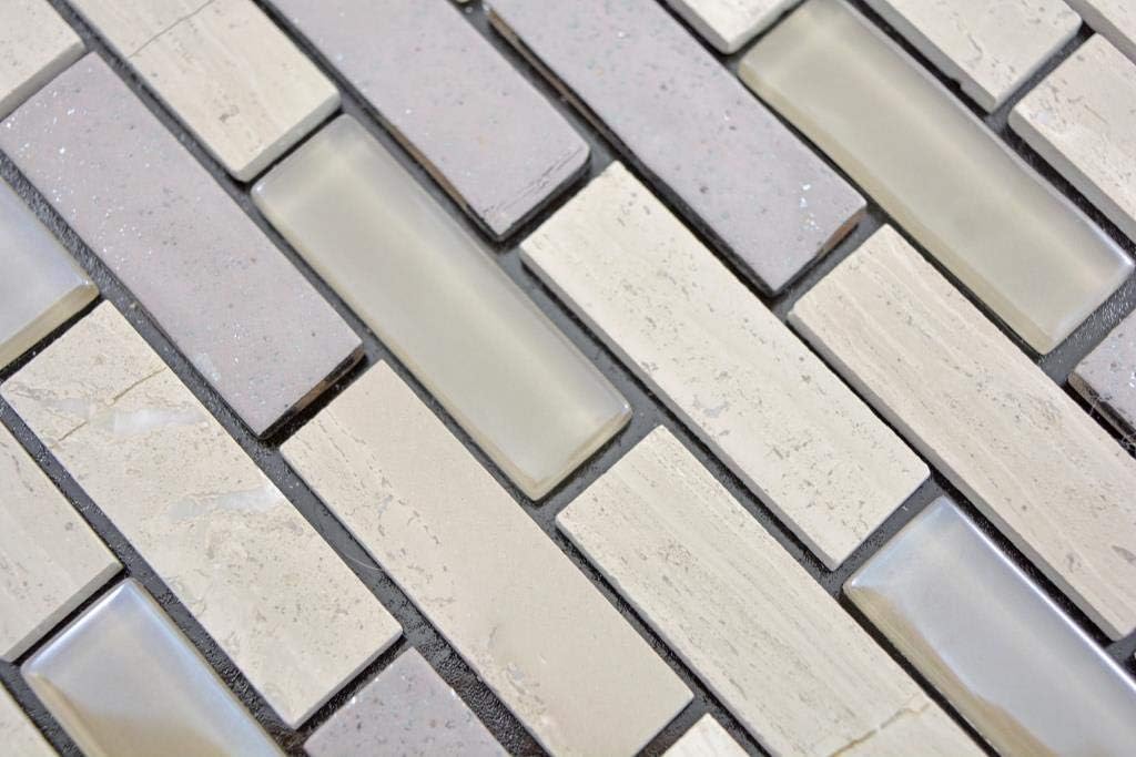 Mosaik Selbstklebend Verbund Glasmosaik Stein grau braun Glas für WAND KÜCHE Wandverblender Fliesens