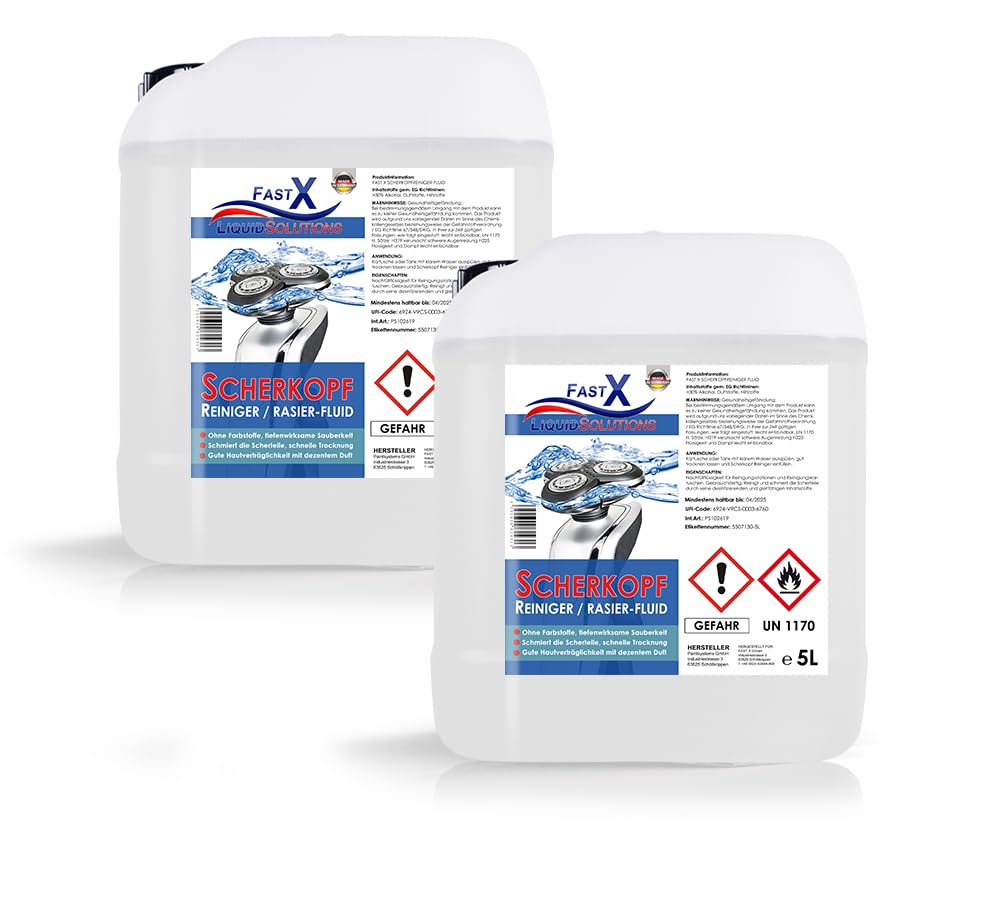 Scherkopfreiniger 2x5 Liter – Effektive Reinigung & Pflege für Scherköpfe und Rasierapparate, Verlän