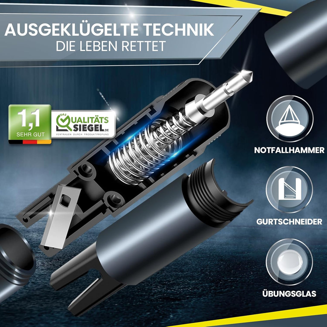 Dunlop Automotive Gurtschneider Notfallhammer-Marken Notfall Hammer mit Testglas zum Üben-Zerstört i