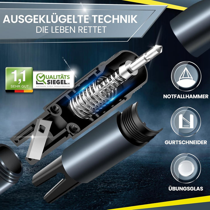 Dunlop Automotive Gurtschneider Notfallhammer-Marken Notfall Hammer mit Testglas zum Üben-Zerstört i
