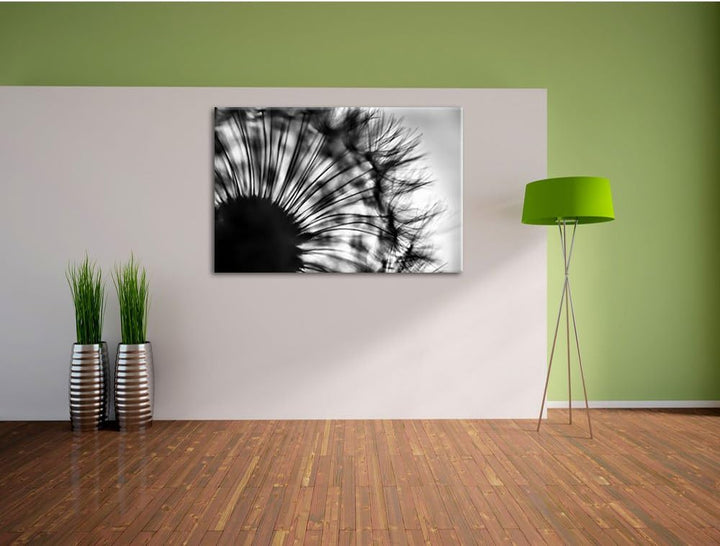 Pixxprint Monocrome, Pusteblume vor grauem Hintergrund, Format: 100x70 auf Leinwand, 100x70