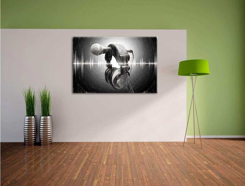 Mikrofon Kohle Effekt, Format: 100x70 auf Leinwand, XXL riesige Bilder fertig gerahmt mit Keilrahmen