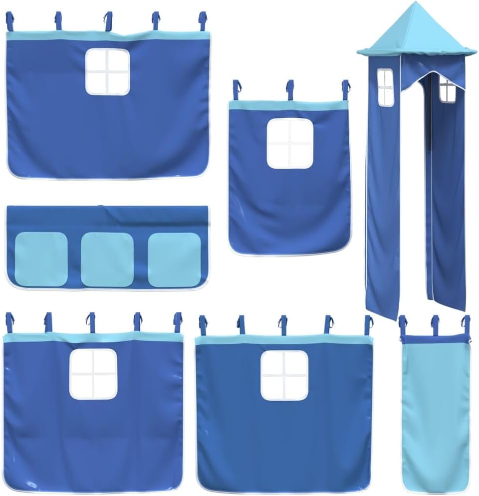 vidaXL Vorhänge für Hochbett mit Turm Blau Polyester, Blau