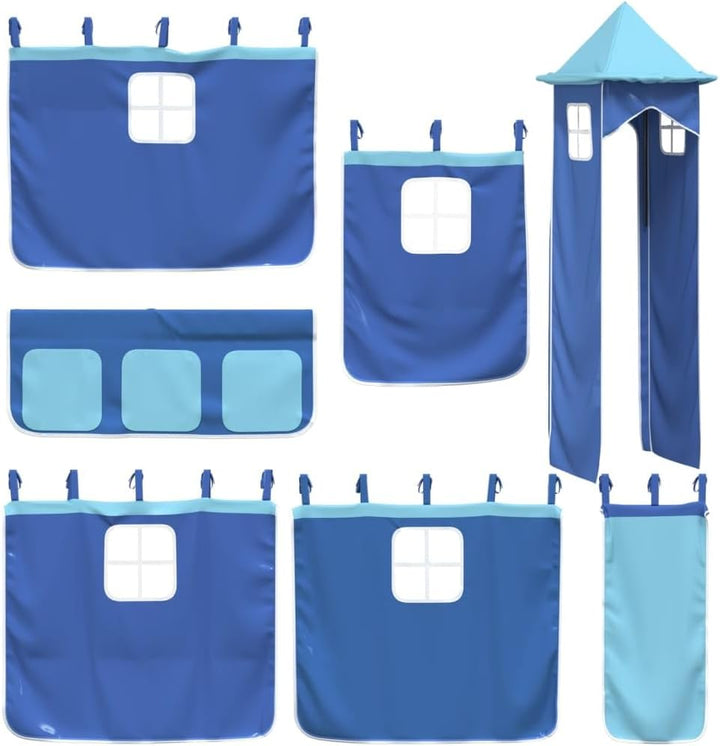 vidaXL Vorhänge für Hochbett mit Turm Blau Polyester, Blau