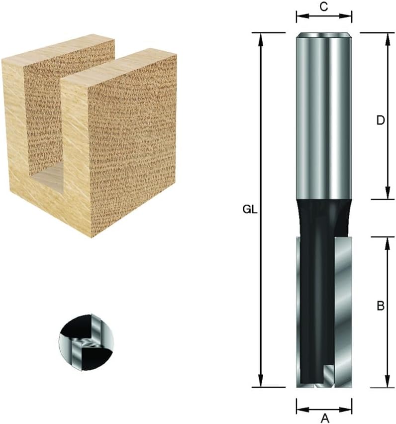 ENT 11172 Nutfräser HW, Schaft (S) 12 mm, Durchmesser (D) 20 mm, NL 35 mm, SL 55 mm, GL 90 mm, mit H