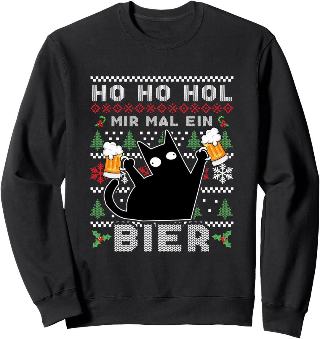Hol Mir Mal Ein Bier Lustiges Katzen Bier Weihnachten Sweatshirt
