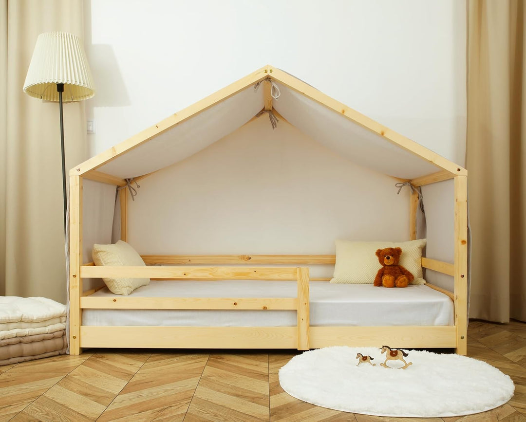 Hausbett Himmel - 100% Baumwolle Betthimmel Hausbett aus Musselin - Bett Vorhang Kinderbett - Himmel