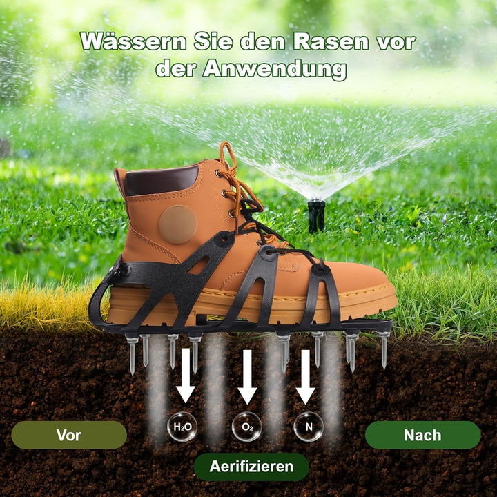 Nagelschuhe, Rasenlüfter Schuhe mit 22 Stahlspikes für Aerating Boden, Rasenbelüfter Schuhe Aerifizi