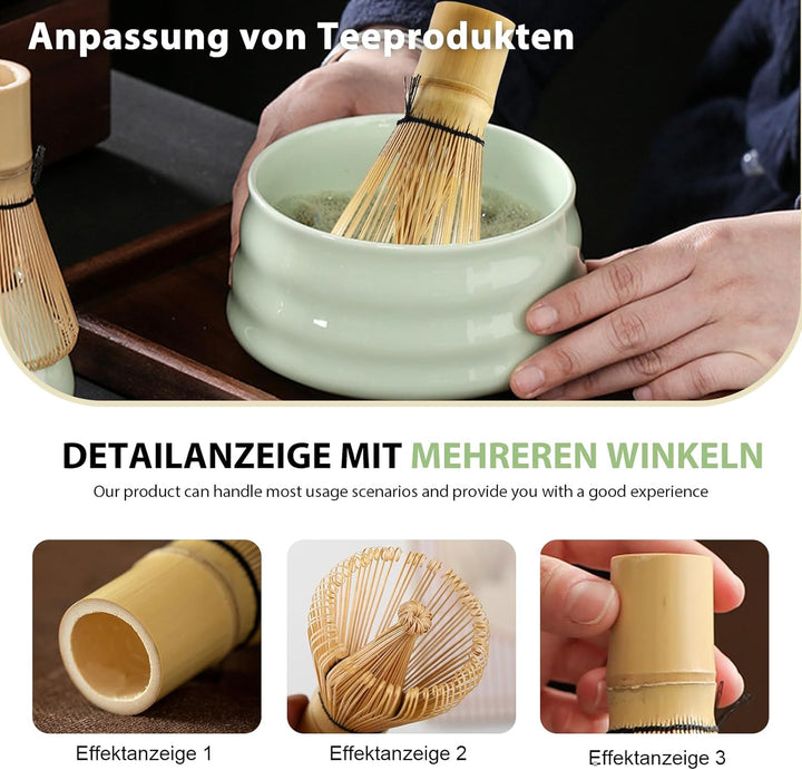 Matcha Tee Set, Matcha Besen Set mit Matcha-Schneebesen, Matcha Schale aus Keramik, 2 Teelöffel, Jap