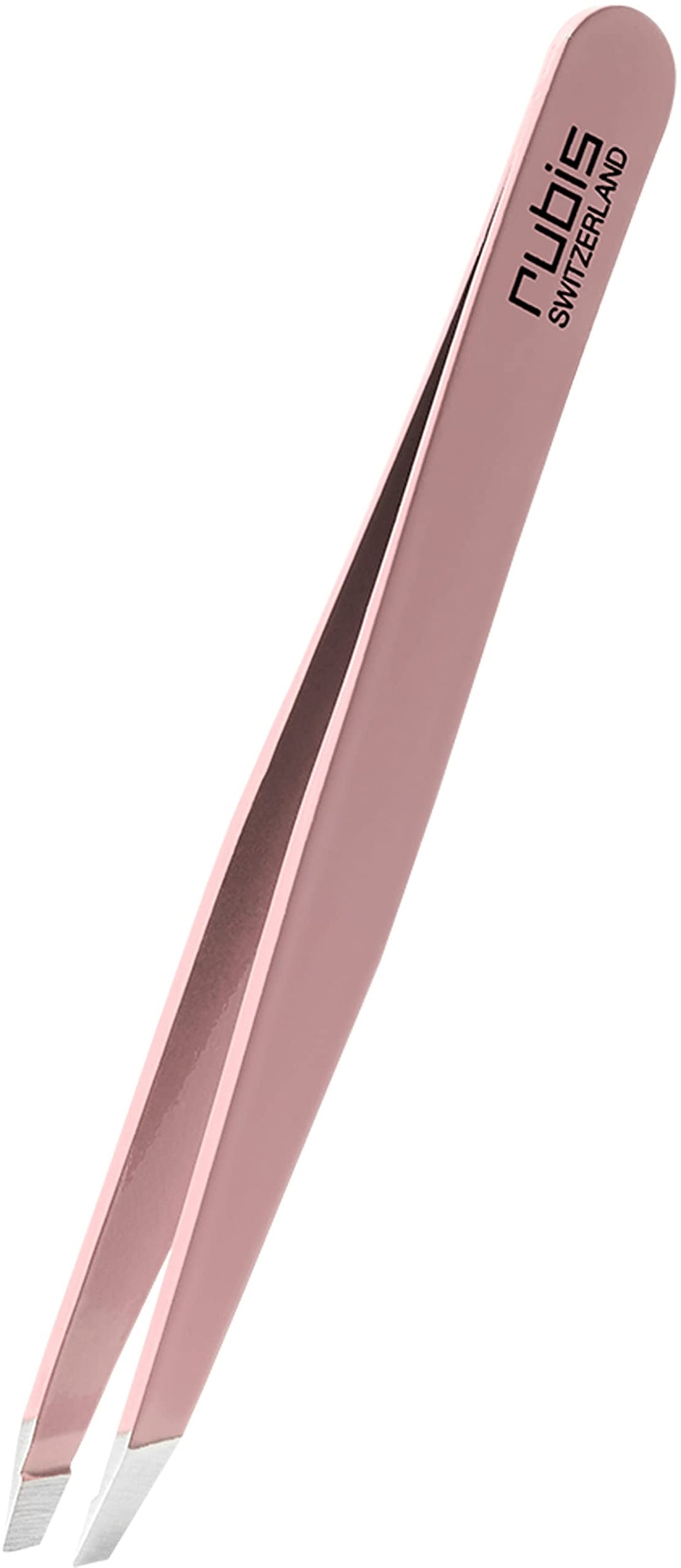 Rubis Pinzette Rosa - schräg, fein und spitz - Pinzette zum Augenbrauen zupfen - schräge Spitze zur