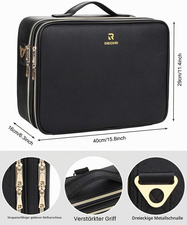 Relavel Grosse Kosmetiktasche - 15.8 inches, Portable Reise Kosmetikkoffer Damen Make Up Tasche Prof