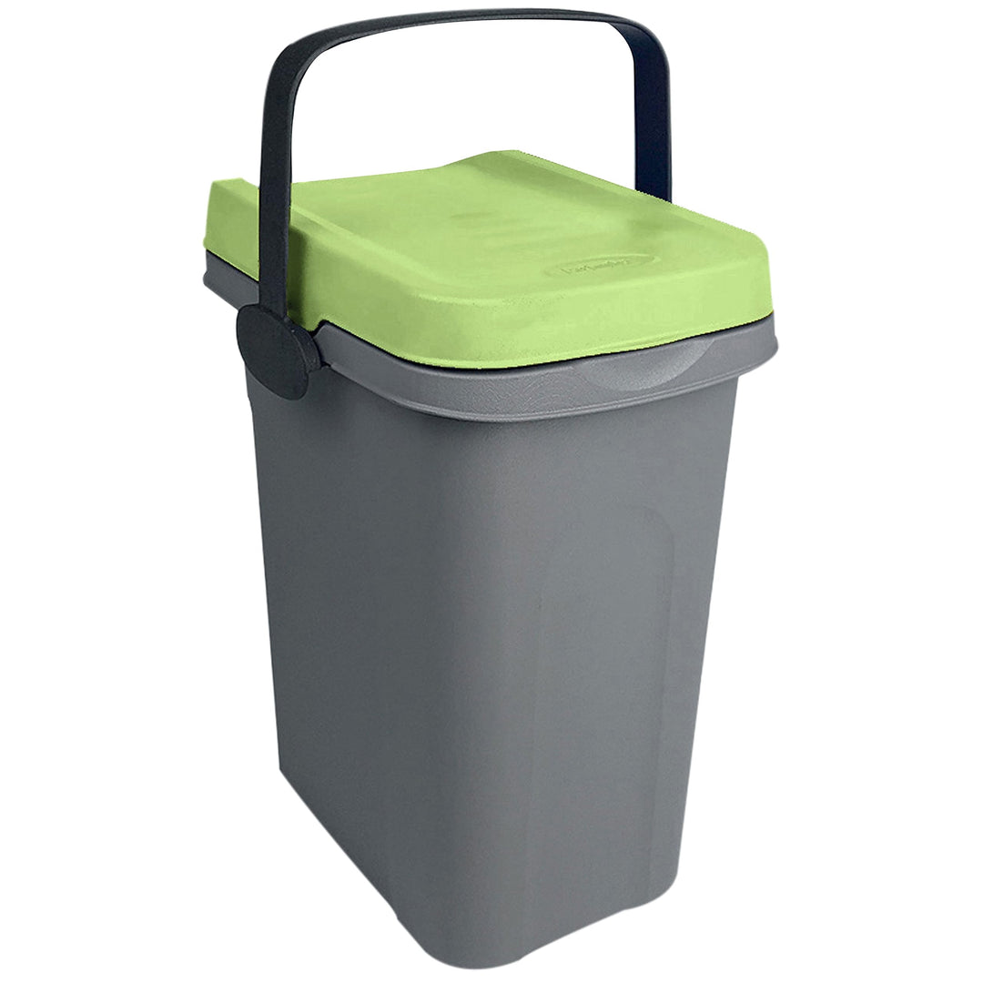 #11 Abfalleimer 7 Liter Grün 19x23x30,5cm - mit Gummidichtung im Deckel mit dem Henkel verschliessba