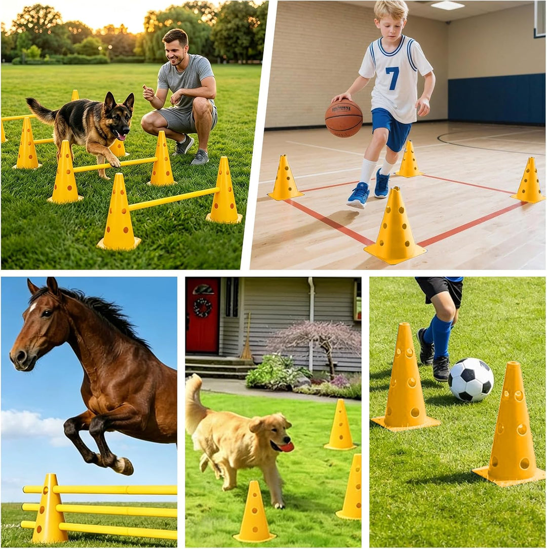 MeYuxg Agility Set Hunde – Cavaletti Steckhürdenset für kleine Hunde & Kinder, verstellbare Training