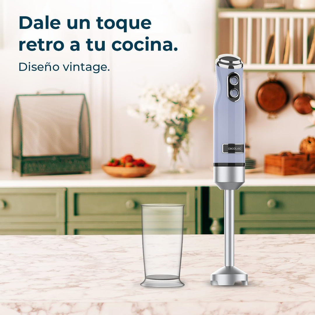 Cecotec Handmixer Retro Power RetroBlue 1200MAX. 1200W Maximale Leistung, 4-Klingen-Messer mit schwa
