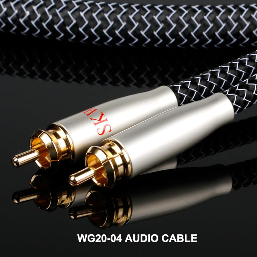 SKW High End Cinch Audio Kabel, Kupfer und Silberlitzendrähte 2 x Cinch zu 2 x Cinch Kabel/RCA Kabel
