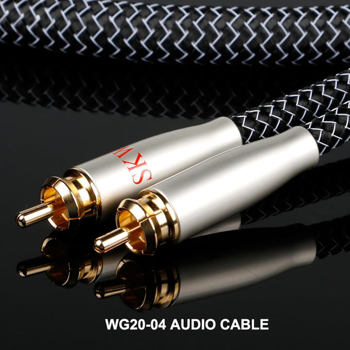 SKW High End Cinch Audio Kabel, Kupfer und Silberlitzendrähte 2 x Cinch zu 2 x Cinch Kabel/RCA Kabel