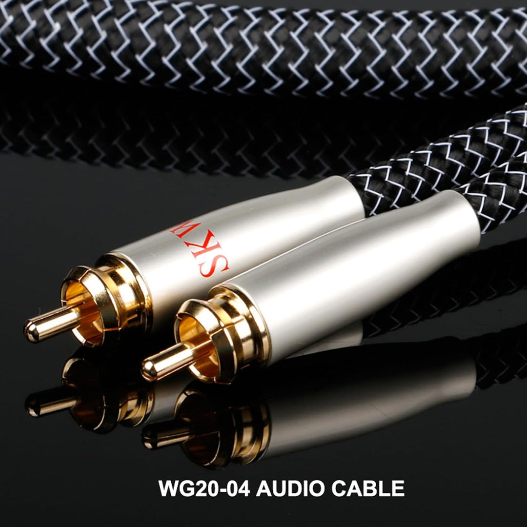 SKW High End Cinch Audio Kabel, Kupfer und Silberlitzendrähte 2 x Cinch zu 2 x Cinch Kabel/RCA Kabel