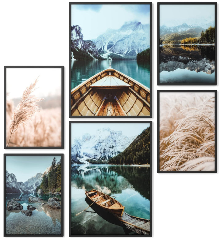 Papierschmiede® XXL Mood Poster Set Lake View, Gerahmte Bilder (Aluminium Rahmen, Farbe wählbar), Wo