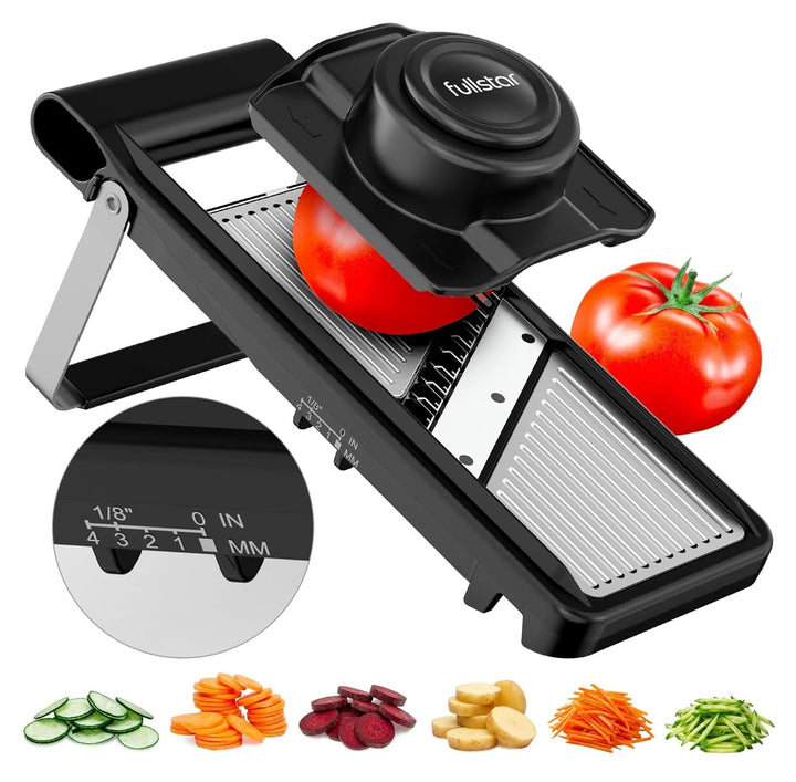 Fullstar 2-in-1 Mandoline Edelstahl Gemüsehobel - Verstellbarer Dünnschneider 1-4 mm - Mandoline mit