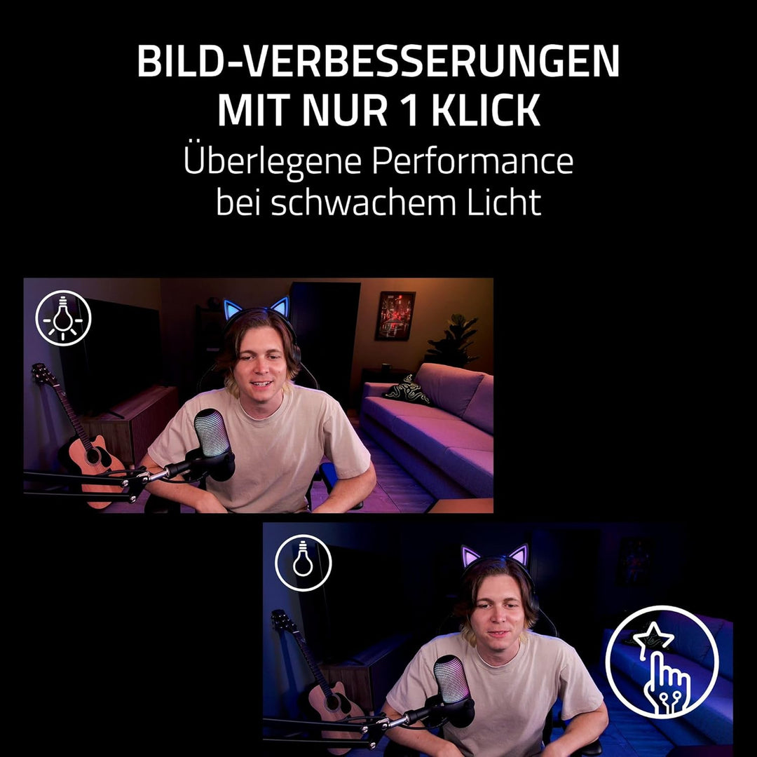 Razer Kiyo V2 - Webcam 4K @ 30 FPS und KI-Autofoku - Automatik für Belichtung, Weissabgleich, Bildra