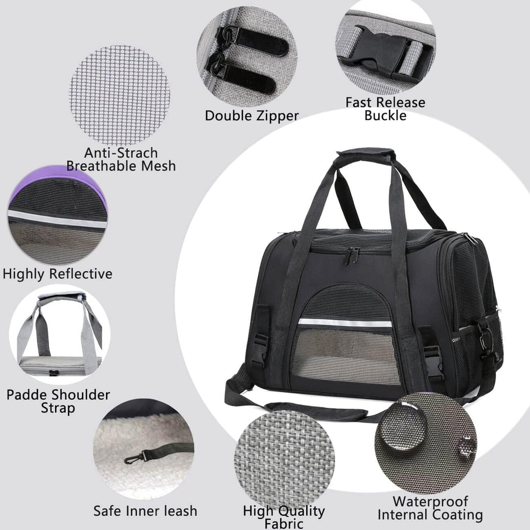 kleine Hunde Transportbox,transportbox Katze, Atmungsaktive und Faltbare Hundebox mit Verstellbarem,